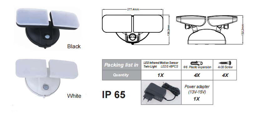 PD-2P-A LED-kaksoisvalolähde: Älykäs yövartijasi