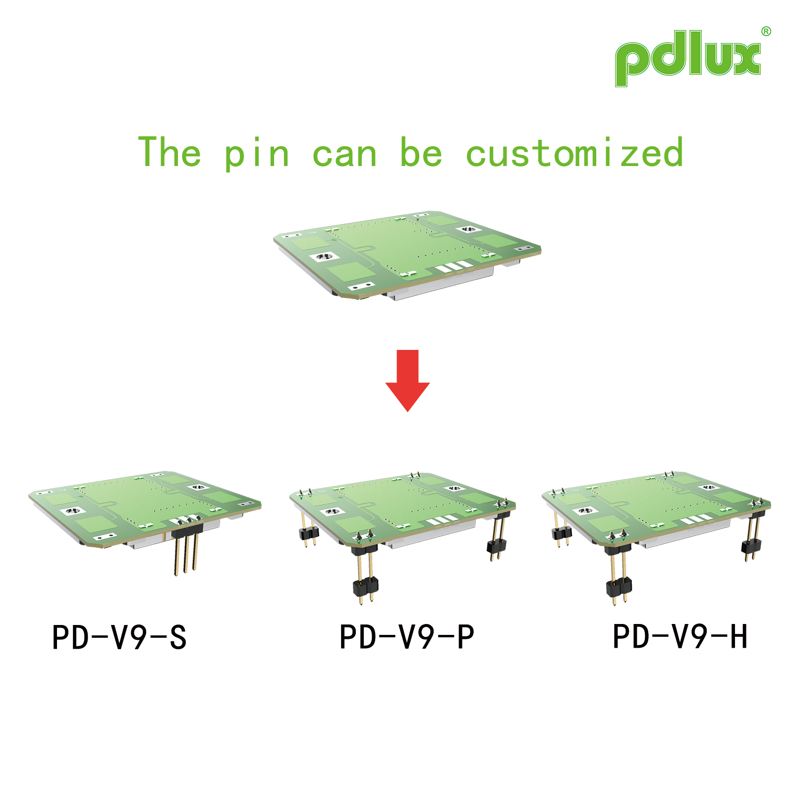 PDLUX ottaa käyttöön päivitetyt PD-V9H/PD-V9P/PD-V9S X-Band Doppler-anturimoduulit, mukautettu pin-free-versio valinnainen