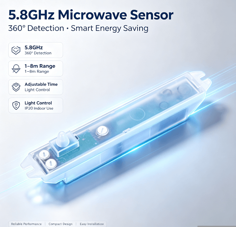 PD-MV1020 5.8GHz Mikroaaltoanturi | Piilotettu asennus, vähemmän vääriä laukaisimia valaistukseen